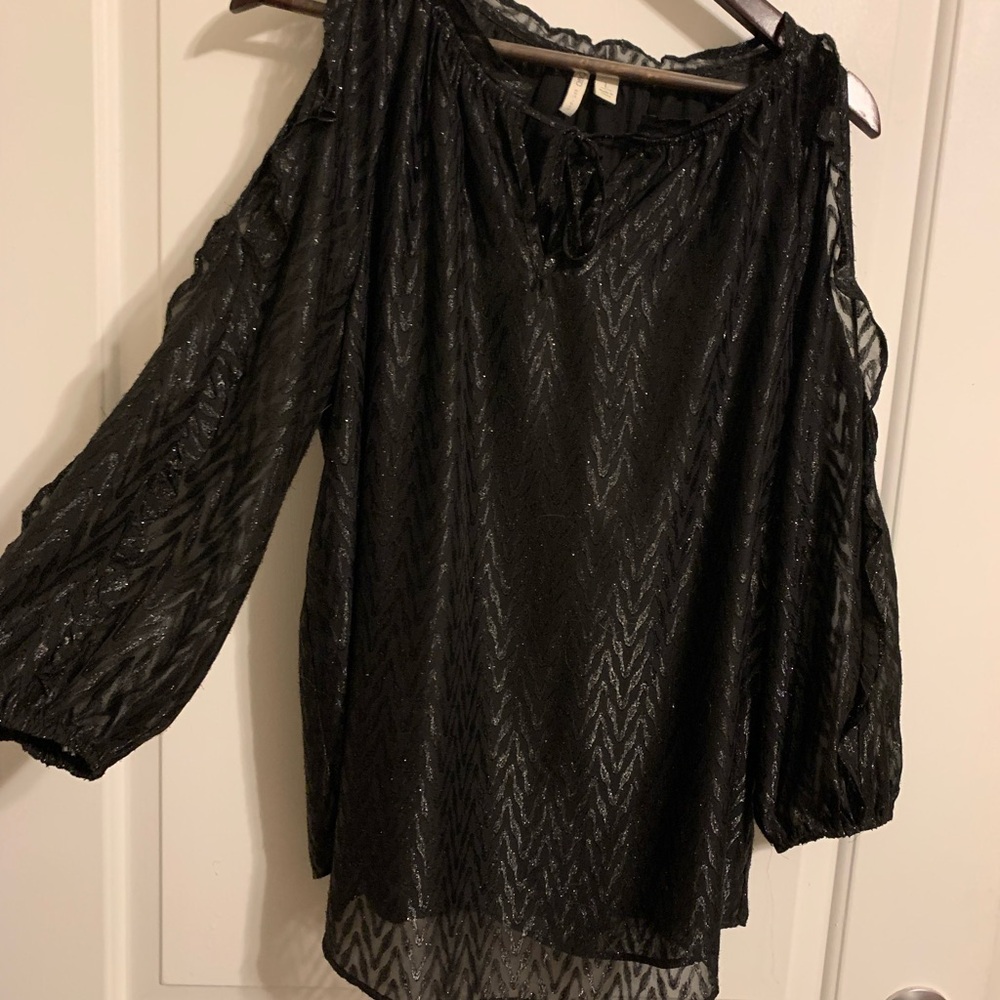 Cato Black Asymmetrical Cut Out Blouse